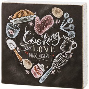 Primitives By Kathy Baking Themed Kitchen Decor Sign - Cooking Is Love - NWT
